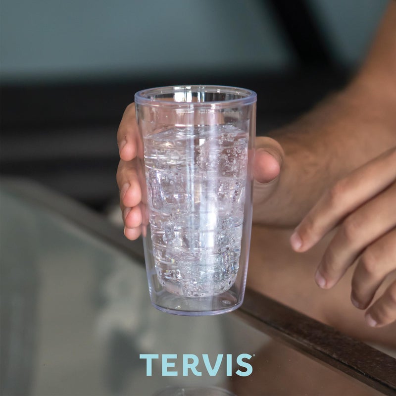 Tervis Clear & Colorful Tabletop Made in USA Double Walled Insulated Tumbler Travel Cup Keeps Drinks Cold & Hot, 16oz - 4pk, Red - Image 5